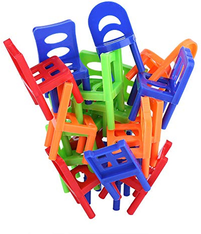 Tnfeeon 18PCS Equilibrio de Juguetes Sillas de plástico Multicolor Mini Apilamiento Inteligencia Multijugador Juego de Equilibrio Juego de niños Juego de Aprendizaje