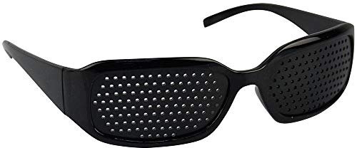 Rasterbrille/Lochbrille schwarz für Augentraining zur Entspannung Pinhole Glasses Gitterbrille mit faltbaren Bügeln