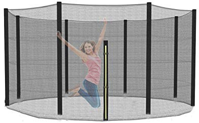 XIUWOUG Sicherheitsnetz Ersatznetz für Trampolin Ø 244 305 366 427 cm, Gartentrampolin Ersatznetz für 6/8 Stangen, Netz außenliegend, Ersatzteil reißfest, UV-beständig,Schwarz,366 cm（12FT）~8 stangen