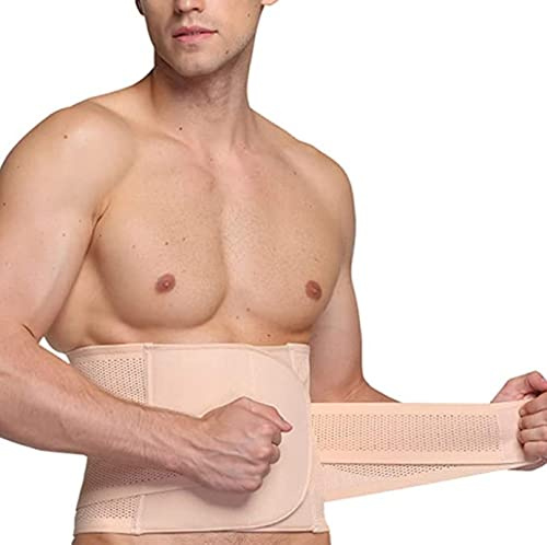 LondonExpress Men Waist Trainer Body Shaper Tummy Control Slimming Corset Band One Size Waist Trimmer Burner Sweat Belt Adjustable Sauna Band Core Stability Neoprene Sauna Suit Male Gym Fitness Beige
