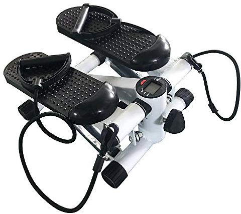 XUANYU Hydraulischer Stepper mit LCD-Display, Mini-Stepper mit Zugschnur, Schwarz/Weiß