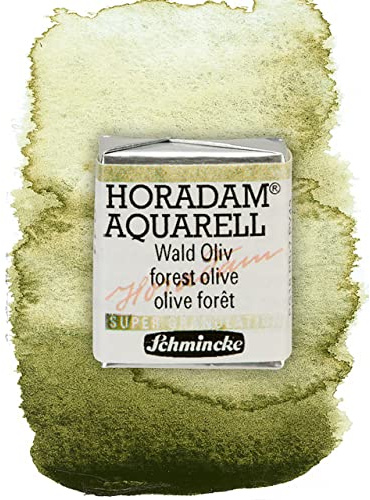 Schmincke – HORADAM® AQUARELL, Super Granulation, 14 941 044 Wald Oliv, 1/2 Näpfchen, sehr stark granulierende Farbtöne, feinste, supergranulierende Aquarellfarben
