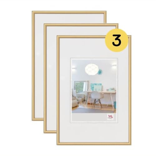 walther design Marco de fotos dorado 15 x 20 cm Pack de 3, New Lifestyle Marco de plástico KV520G3