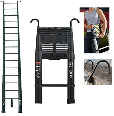 Échelle télescopique de 5m en Aluminium de qualité supérieure - Échelle multifonctionnelle antidérapante - Échelle Pliable - Multi-Purpose - Extensible - Charge maximale : 150kg - Noir (EN131)