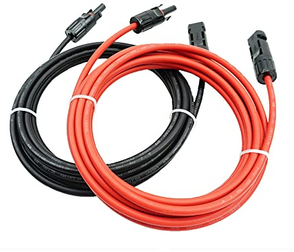 Chedin Solar Panel Extension Cable -1M/2M/3M/5M/10M/20M/30M 10AWG(6mm²)，Harness Wiring Wire Adapter with Connector，Tinned Copper Electrical Wire Cable- Red+Black(6mm²3M)
