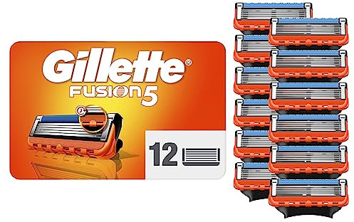 Gillette Fusion5 Recharges De Lames De Rasoir Pour Homme, 12 Recharges, Avec Cinq Lames Anti-Friction Pour Un Rasage De Près