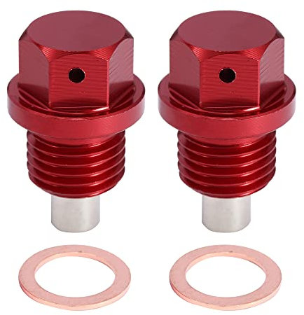 A ABSOPRO 2 Juegos M14x1.5 Tornillo Tapón Carter Drenaje Aceite Aluminio Aleación con 2 Arandela Rojo