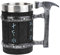 HUAPOPMU Nordic Viking Rune Hammer Mug, Edelstahl Liner Harz Bierkrug Stein, nordischen Dekor Nachahmung Holz Kaffee Milch Saft Cup 600ml