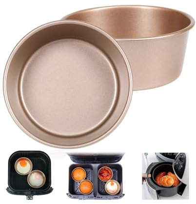 NIXRET 2 Stück Heißluftfritteusen Eierformen, 11 cm, Antihaftbeschichtet, Karbonstahl, für Ofen und Mikrowelle, wiederverwendbar, Luftfritteusen-Zubehör zum Kochen, Backen