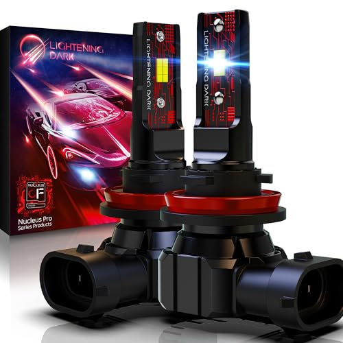LIGHTENING DARK H11 Light Bulb, H8 H9 H11 Fog Bulbs 6500K Xenon White Extremely Bright Wireless Fanless (Pack of 2)