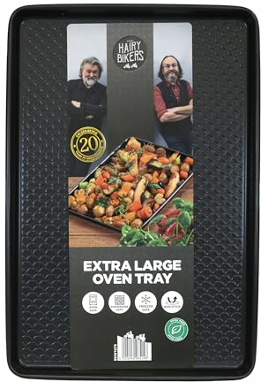 Hairy Bikers Bakeware Plaque de four extra large avec revêtement anti-adhésif sans PFOA Passe au four, lave-vaisselle et congélateur Noir 44 cm