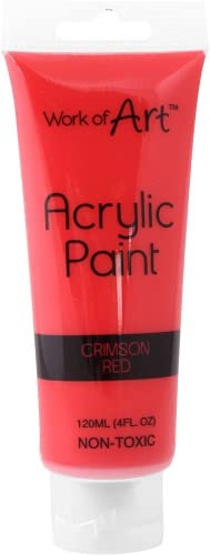 Acrylic Paint 120ml Acrylic Paint Tubs Rich Pigmented & Quick Drying Acrylic Paints for Canvas Wood Fabric Ceramic Glass Rock Paint Vivid Colour Non Toxic Art Supplies for Artist Beginners (Red)