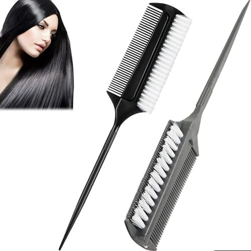 Lonwiner 2 spazzole liscianti per code di cavallo, spazzola da stuzzicare di bordi, spazzola per capelli a coda di cavallo, elegante spazzola per capelli per acconciatura di separazione, pettine per