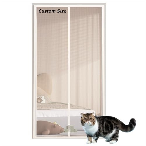 Moustiquaire de porte en maille résistante aux animaux de compagnie avec double fermeture éclair, taille personnalisée, moustiquaire anti-insectes pour balcon, moustiquaire autocollante (taille