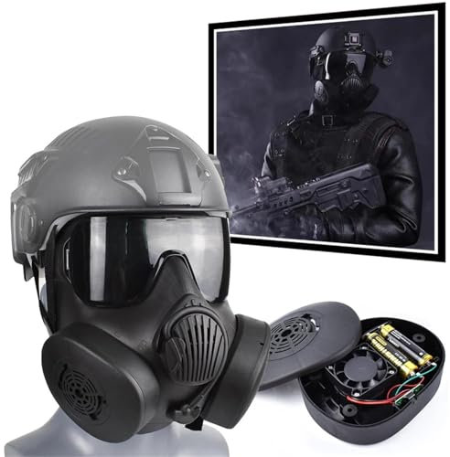 YChoolco Maschera protettiva integrale M50 softair con ventole filtranti Protezione per gli occhi, Maschera per occhiali fittizi per cosplay di giochi BB Airsoft all'aperto