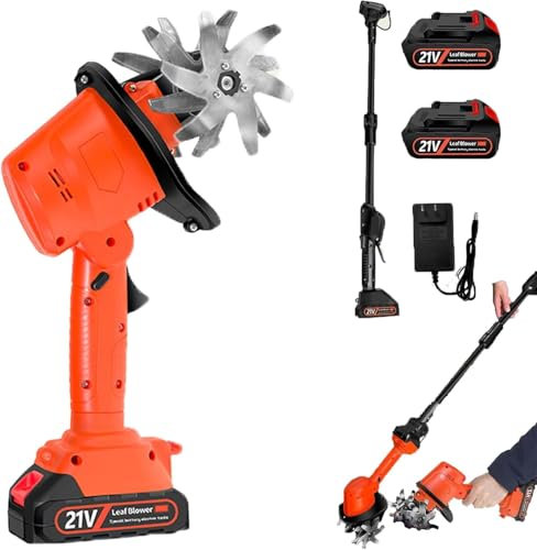 21V Cordless Mini Tiller Cultivator,235RPM with 4 Rows of Tines,Portable Battery Powered Hand Held Garden Rototiller, with Charger & 2 * 1.5Ah Batteries,4 Working Width and Depth,for Lawn/Soil