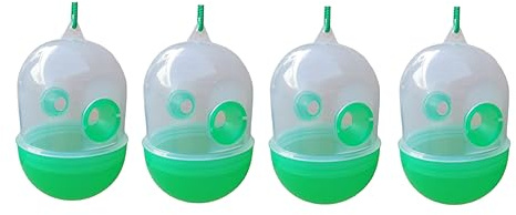 Naturii Trappola Vespe e Calabroni Riutilizzabile – Set da 4 Pezzi Ø8x12 cm con Istruzioni e Ricette per Esca – Sicura per Api, per Esterni e Giardini