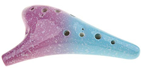 Ocarina Instrument ， 1 Piece Ceramic Glaze 12 Holes AC Alto C Ocarina Vessel Xun Flute Multicolor(A)