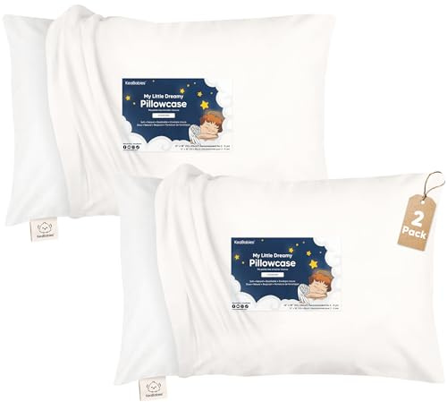 KeaBabies Toddler Pillowcase, 2pk 13x18 Organic Cotton Cover, Soft White