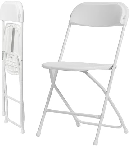 Winlice Ensemble de 2 chaises Pliantes en Plastique,idéales pour la Maison,Le Balcon, Le Jardin,la terrasse et Les réceptions en extérieur.Capacité de charge160kg.Couleur Blanc