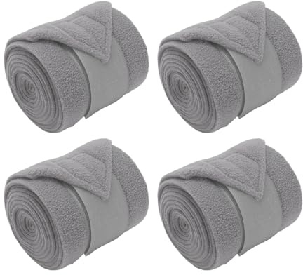 SUNGOOYUE Lot de 4 Bandages de Jambe de pour Cheval, Bandages de Jambe équestre en Polaire Douce avec Fixation Réglable pour la Compétition D'entraînement de Protection des Chevaux, (Grey)