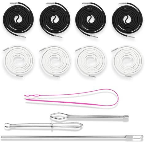 fKiZanthene Cordón para pantalones de chándal de 160 cm, juego de ocho pares de cordones con extremos metálicos y accesorios, cordón para sudadera con capucha, banda para pantalones para deportes
