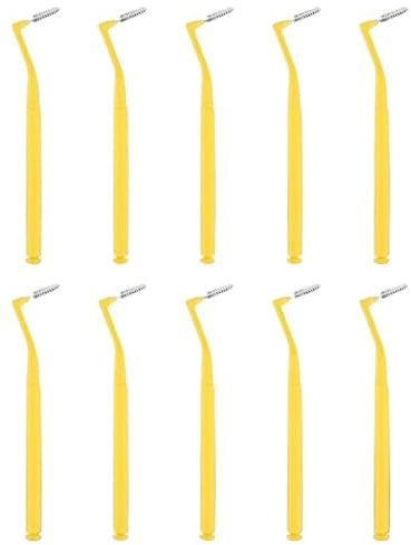 Interdentalborstar och tandtrådspinnar, Interdentala borstar for tänder Paket med 10 flerfärgade lock(Yellow (0.7mm))