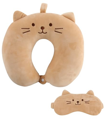 HYZYWON Cuscino da Viaggio Bambini, Cuscino per Macchina Bambini, Cuscino Aereo Bambini, Cuscino Collo Viaggio, Include Maschera per Gli Occhi, Accessori per Aereo, Viaggio, Auto (A)