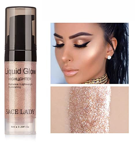 Highlighter Liquide Fond de Teint Visage, Surligneur liquide Lueur Illuminateur Lèvres Faciales Illuminez Ultra Smooth Maquillage Surligneur - Illuminateur de visage, pommette, zone T, pont du nez -03