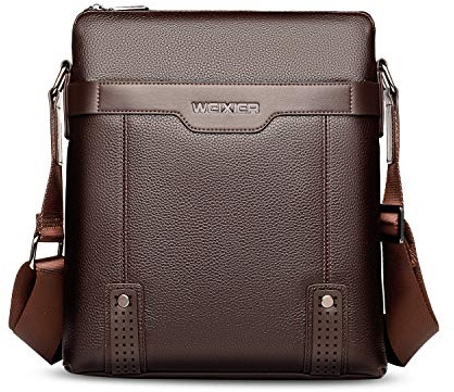 FANDARE Bandolera de Hombre Bolso Hombro Hombre Bandolera Escolar Bolso Bandolera Bolsas de Negocio Viajar Bandolera Crossbody Impermeable PU Marron