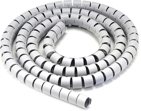 Techly 108750 Gaine ramasse-câbles Diamètre 25 mm à spirale 20 m Gris clair