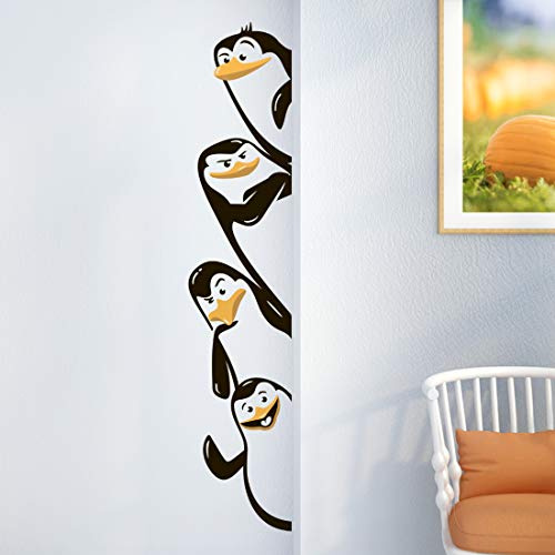Adesivo da Parete in Vinile con Pinguini - Decorazione per Camera da Letto e Cameretta, con Adesivi per Frigorifero e Interruttore