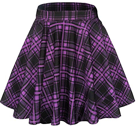 Women's Basic Casual Stretchy Waist Flared Mini Skirts Elegant A-Line Pull On Skater Skirt(XL, 16)