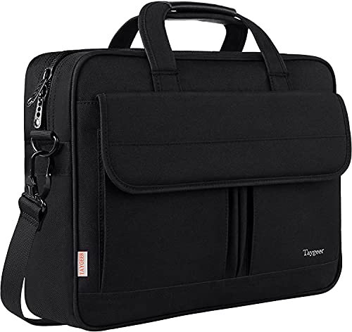 Taygeer Maletin Portatil 17 Pulgadas, Maletín para Computadora Bolso de Bandolera para Ordenador Portátil Grande Impermeable Bolsa del Hombro para Laptop para Hombres Mujeres Negocios Viaje, Negro