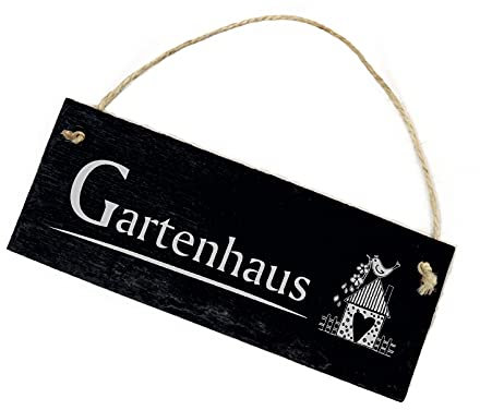 Schild Schiefertafel graviert - Gartenhaus - Schiefer Dekoschild Gartenschild 22x8cm | Dekolando Home Accessoires