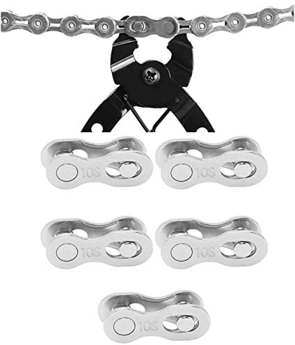 Eslabón Perdido de Bicicleta, 5 Pares 6/7/8/9/10/11/12 Material de Acero de Velocidad Eslabón de Liberación Rápida Conector de Eslabón Cadena Bicicleta Acoplamiento Rápido Reutilizable (10 Speed)