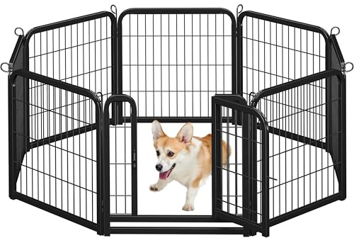Yaheetech Parque para Perros 8 Paneles 60cm Alto Valla para Perros Umbral Bajo Corral Plegable para Cachorros, Conejos y Otras Mascotas