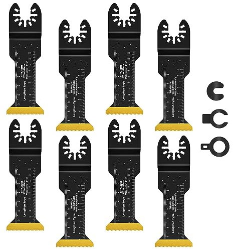 8Pezzi Titanio Lame Utensile Multifunzione Accessori per Utensili Oscillanti Lame Multifunzione Compatibili con DeW Makita Rockwell Bosch Milwaukee (8pz Extra-lungo)