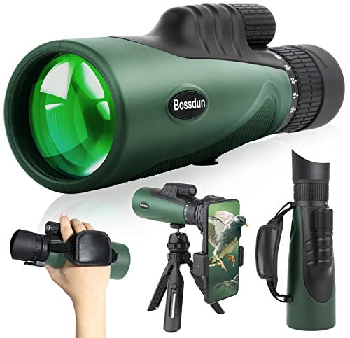 Zoom-Monokulars-Teleskop, Hochleistungs-Monokulars-Teleskop für Smartphone mit Stativ, HD-Monokulars für Erwachsene, größere Vision Monokular für Wandern Jagd Stargazing Vogelbeobachtung (Grey)