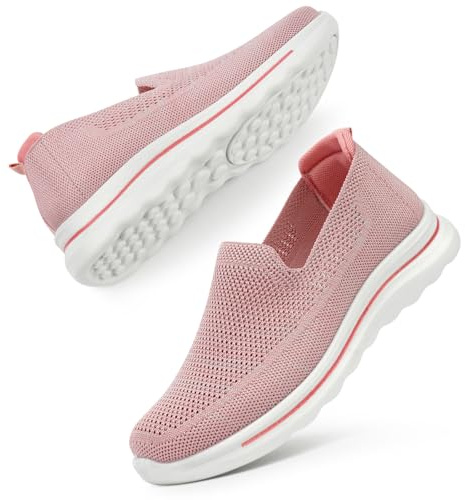 OFFCUP Zapatillas Sin Cordones para Mujer, Zapatillas Ortopédicas para Mujer Comodos y Ligeras, Sin Cordones Zapatos Ortopédicos Transpirables, para Correr, Trabajar, Andar, Pasear (Rosado/41EU)