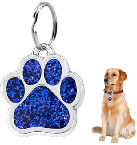 Targhetta personalizzata per cani e gatti - Targhetta in acciaio inossidabile Un accessorio unico per il vostro amico a quattro zampe - Targhetta personalizzata per cani e gatti con testo (blu)