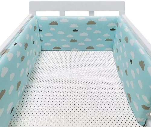 GYCF Krippenumrandung Babybett Umrandung Kinderbett Umrandung Kopfschutz Kinderbett Stoßfänger Kinderbett Kantenschutz Atmungsaktiv Baby Bettumrandung,A10,180x30CM
