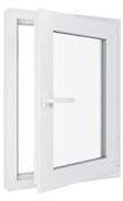 Ventana de PVC - LxH 600x800 mm -Triple Acristalamiento - Blanco -mango a la izquierda