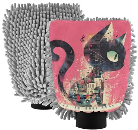 Guantes de lavado de coche de estilo surrealista, color rosa intenso, guantes de lavado de coche, no rayan, esponja de detalles para lavado de coche