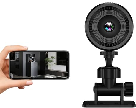 WiFi-kamera 1080P HD, liten trådlös bärbar säkerhetskamera med nattvision, mini-skärm för inomhusbruk, perfekt för vardagsrum, sovrum, studentrum, 4,8 x 4,8 x 1,7 cm svart ABS