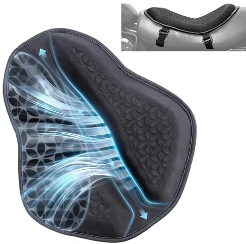 SKYJDM Cojín de asiento para moto, universal, con estructura de panal 3D, transpirable y absorción de impactos, suave, cómodo para viajes largos