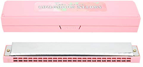 Jxngery Boccaglio professionale Armonica arpa diatonica Chiave C Piastra di copertura in acciaio inossidabile 24 fori (Rosa)