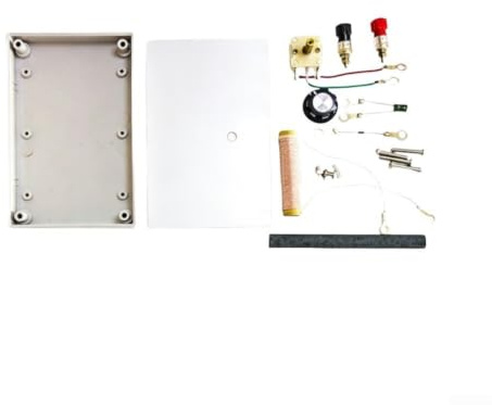 för kristallradio gör-det-själv-kit, elektronikkit, ingen lödning för nybörjare | Plast, 125 x 80 x 35 mm, för komplett set, enkel montering, säker för studenter och hobbyister, pedagogiskt hemmabruk