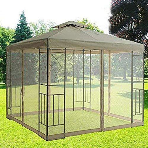Greenbay Outdoor Garden Pavilion Tent Mosquito Side Net Curtains Cover Bug Netting Cover Replacement Metal Gazebo Spare Part Ivory (Side Net Only)