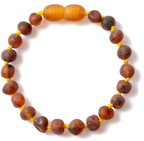ZHAOXIA Baltic Amber Bracelets/Anklet Sizes 18cm - Cognac - Raw not Polished - Knotted Between Beads